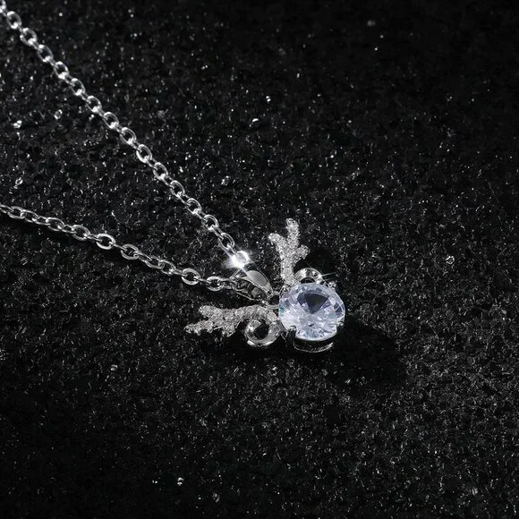 💎 Unique Antlers Design Clavicle Pendant Necklace for Women, INDN8636 - Picture 2 of 6